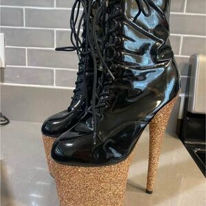 Pleaser Gold Glitter Heels